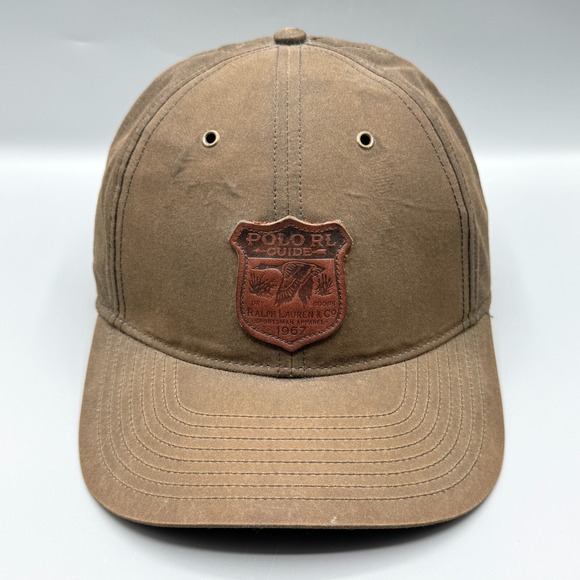 Polo‎ Ralph Lauren Hat Cap Green Oilcloth Wax RL Guide Leather Sportsman Guide - Picture 1 of 13